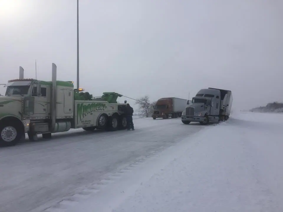 Winter recovery on a snowy road